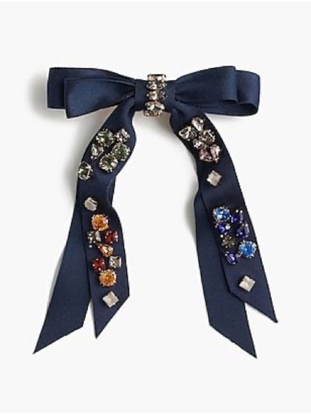 Jcrew Embellished Bow Barrette (Navy)